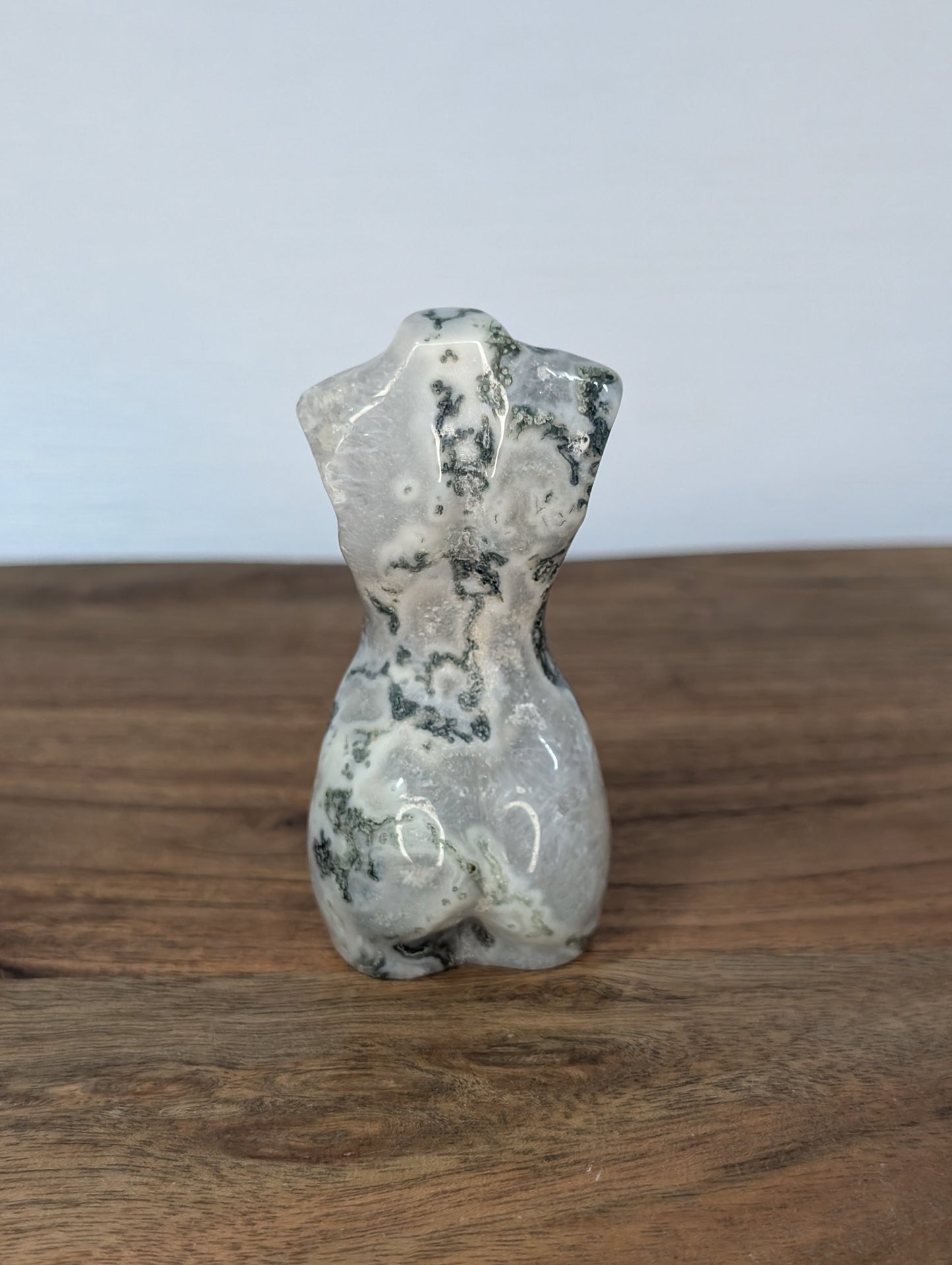 Moss Agate Goddess Body Carving (U97)
