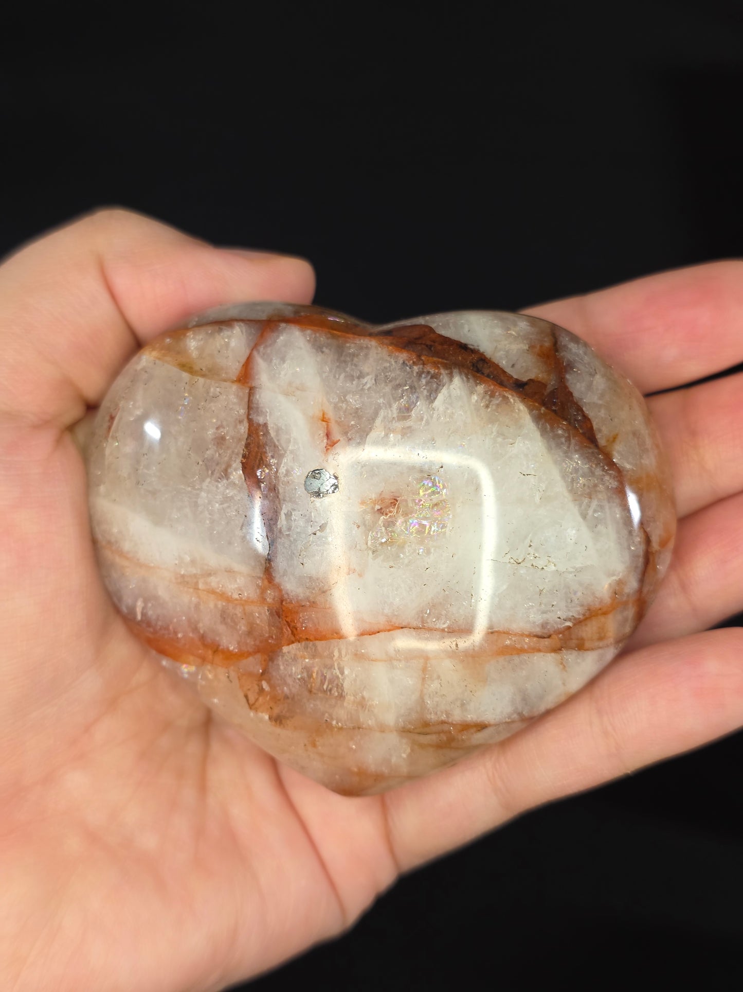 Fire Quartz Heart Carving