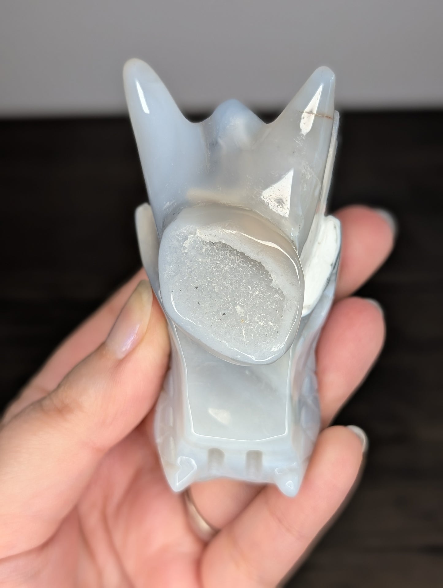 Banded Druzy Agate Dragon Head Carving