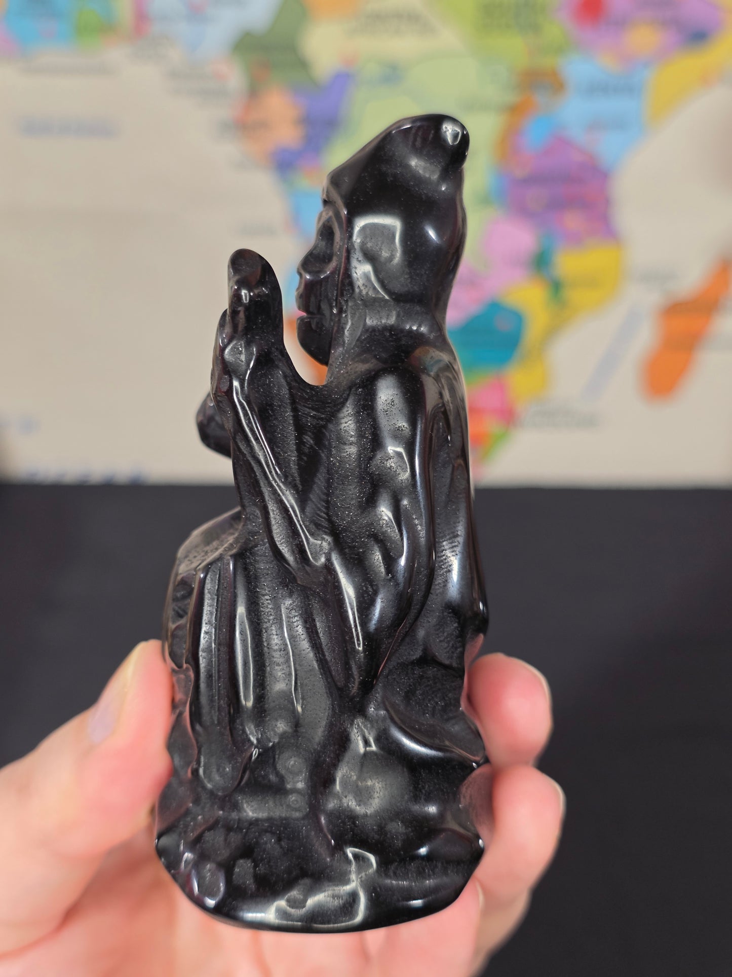 Black Obsidian Grim Reaper w/ Pumpkin Carving