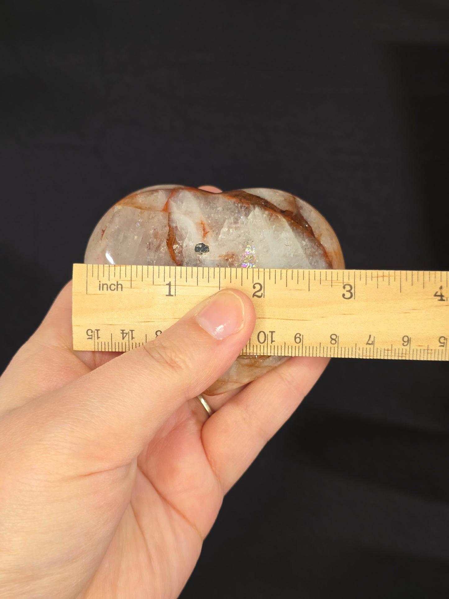 Fire Quartz Heart Carving