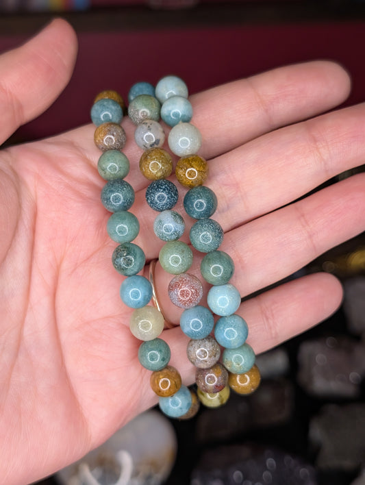 Sea Jasper 8mm Bead Bracelet