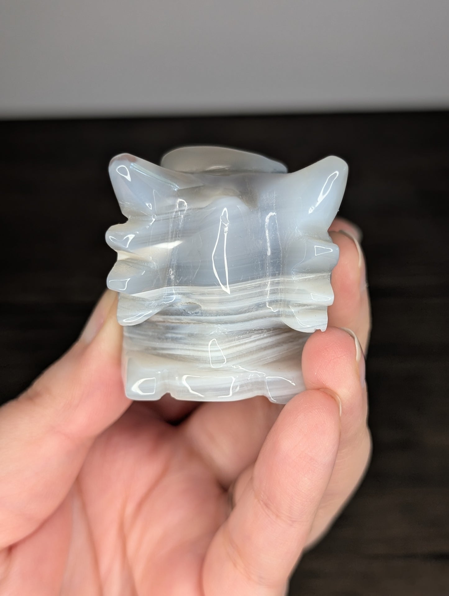 Banded Druzy Agate Dragon Head Carving