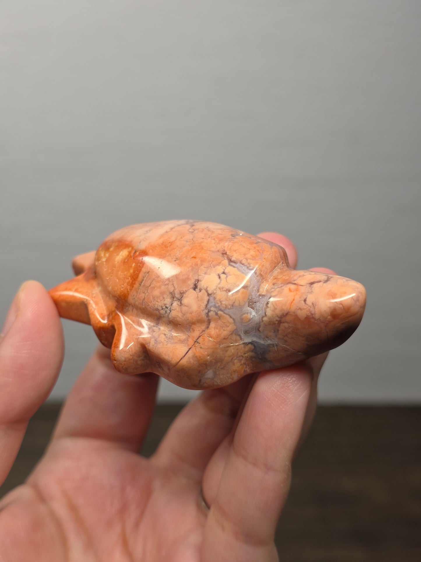Pink Agate Turtle Carving