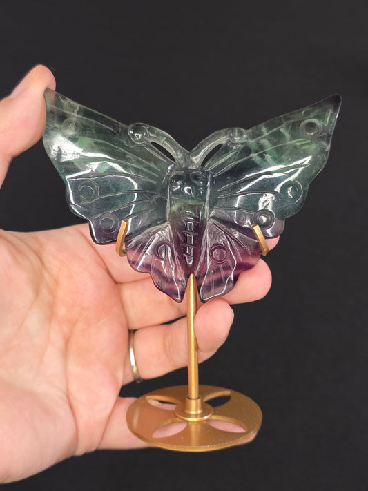 Candy Fluorite Butterfly Carving with Stand