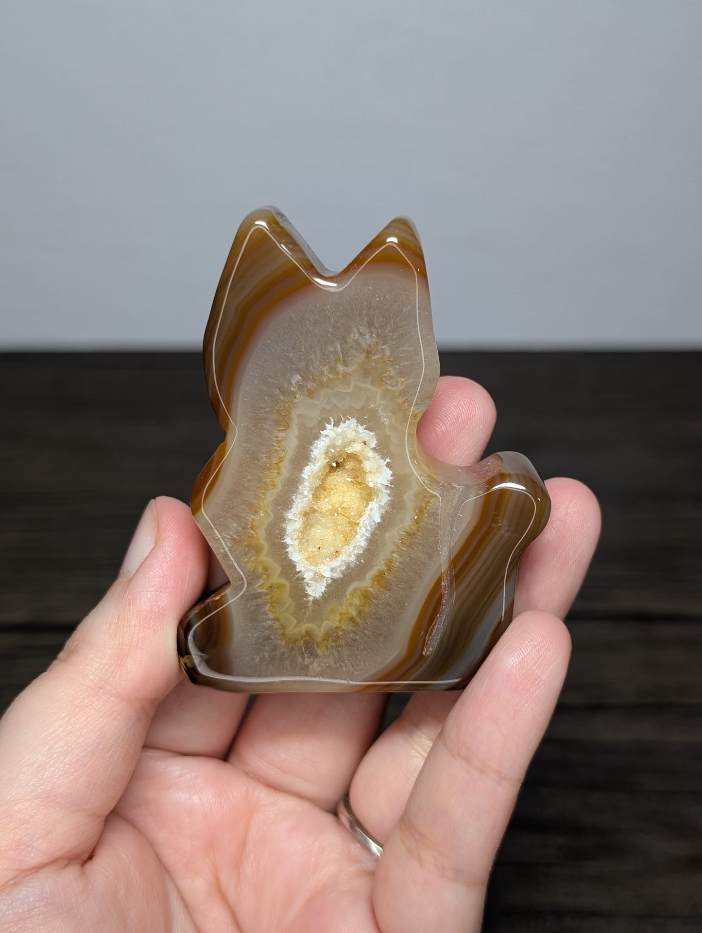 Druzy Agate Cat Carving