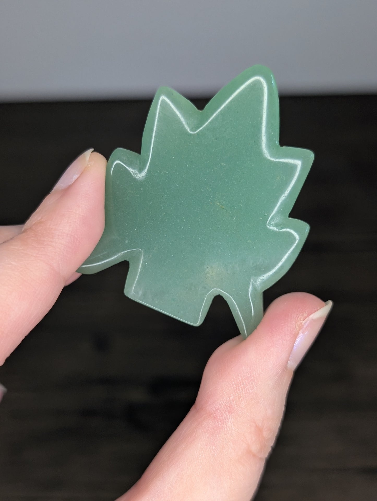 Green Aventurine Leaf Skull Carving