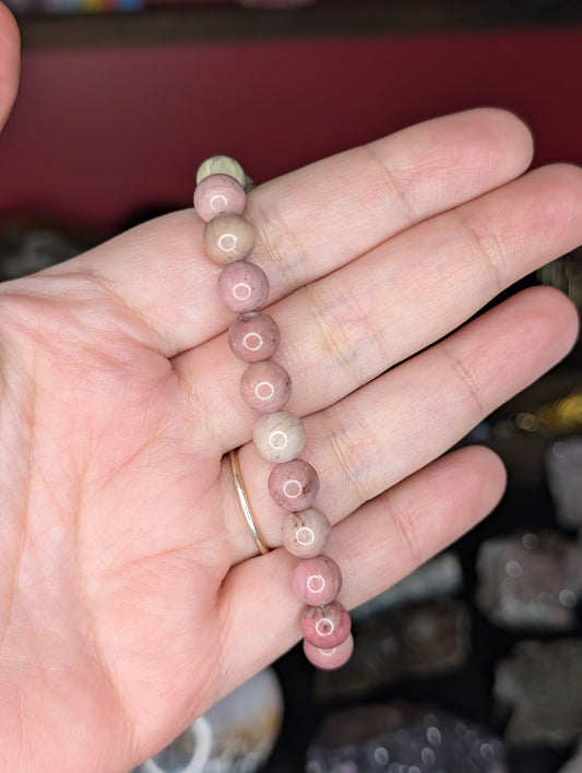 Pink Petrified Wood 8mm Bead Bracelet
