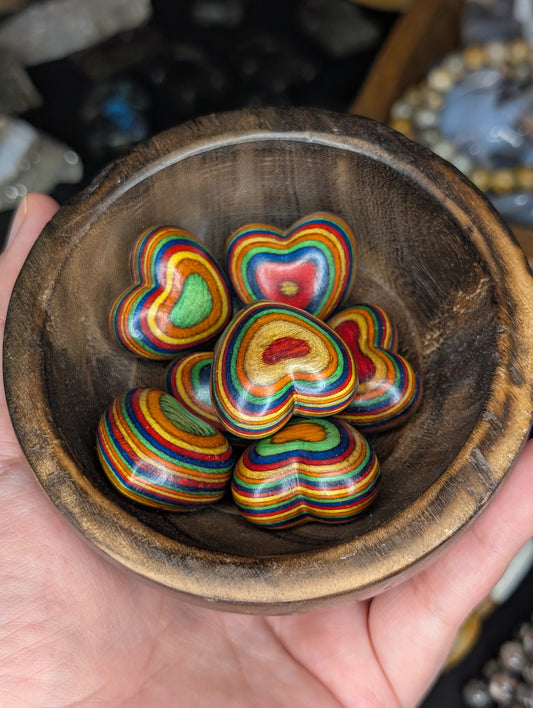 Colorful Wooden Heart Carving