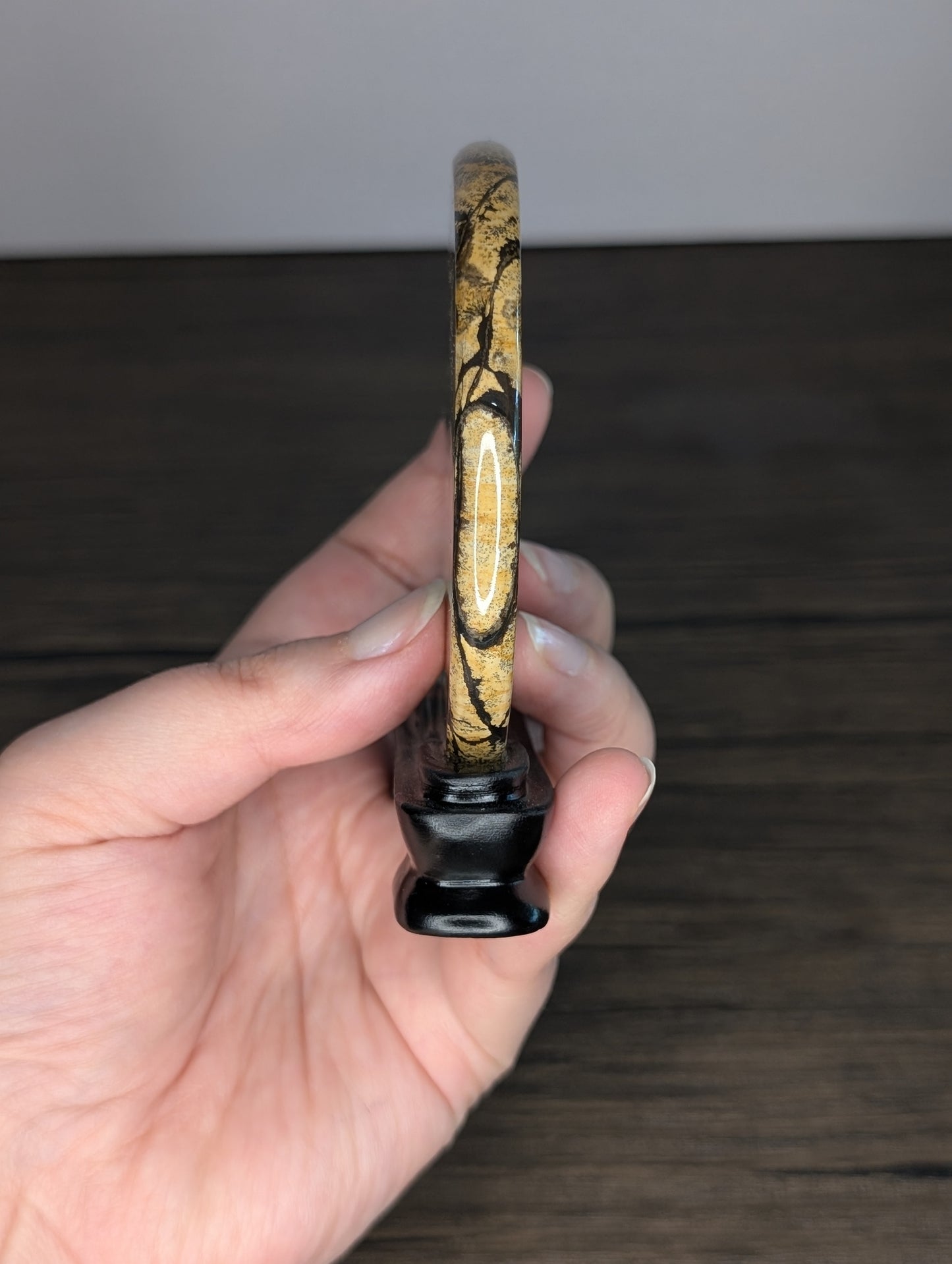 Picture Jasper Slab with Wooden Base