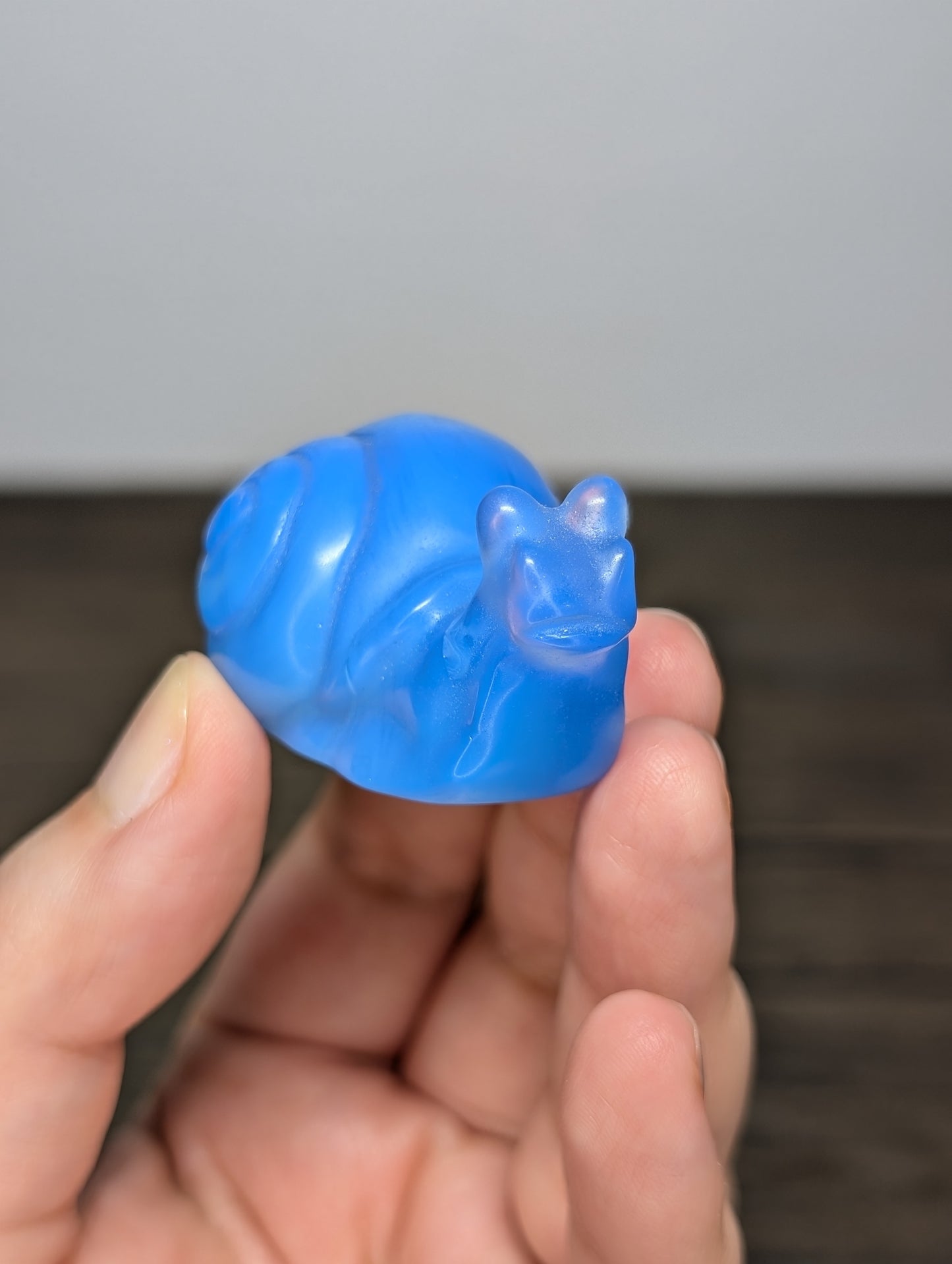 Blue Opalite (Glass) Snail Carving
