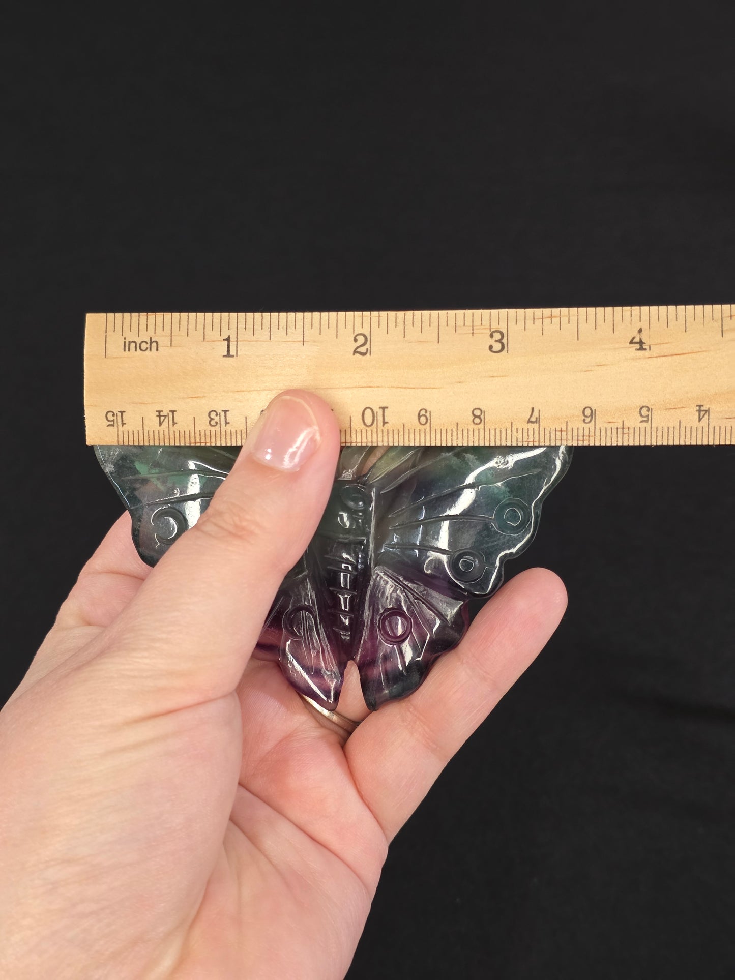 Candy Fluorite Butterfly Carving with Stand