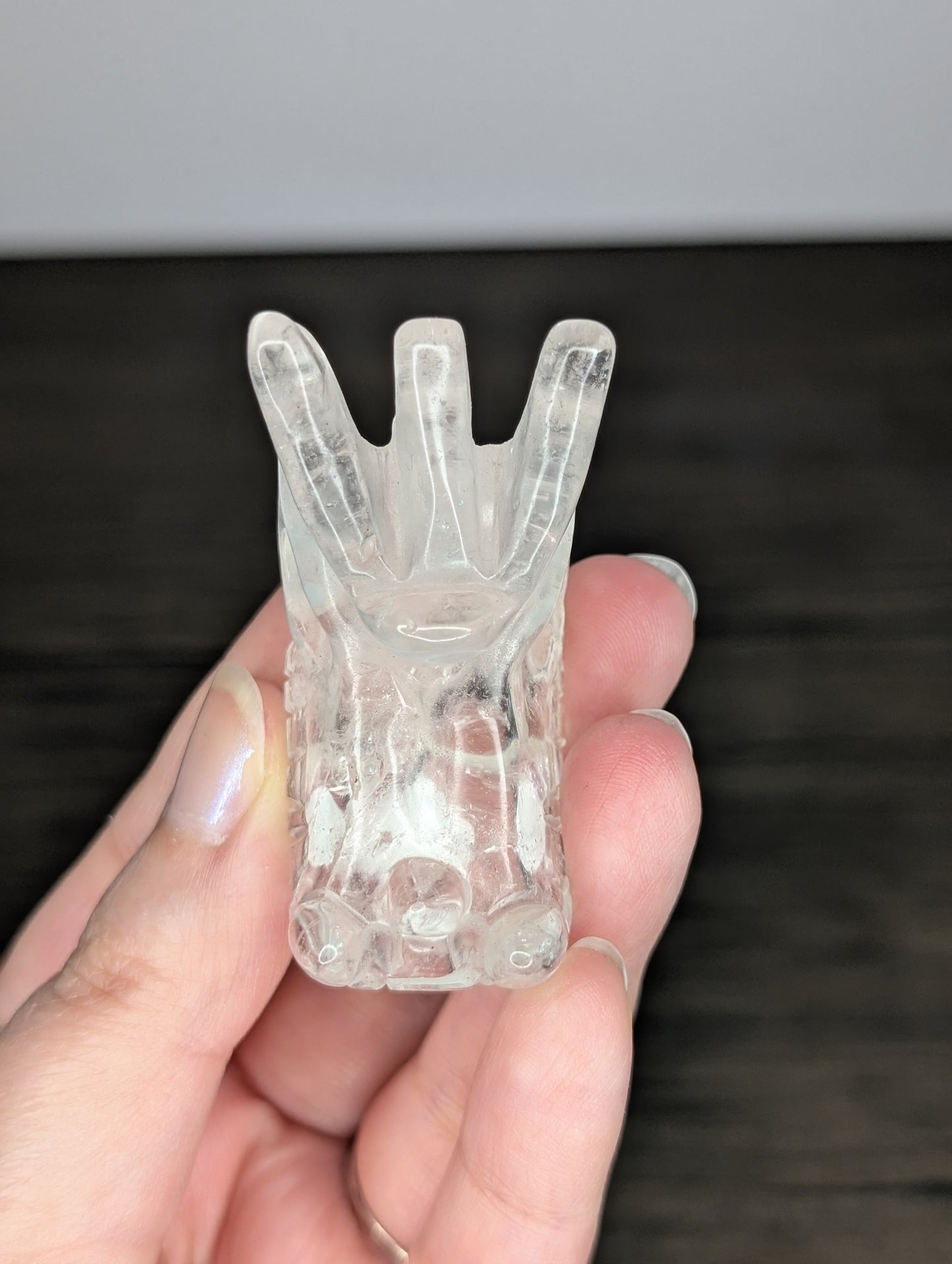 Clear Quartz Dragon Head Carving
