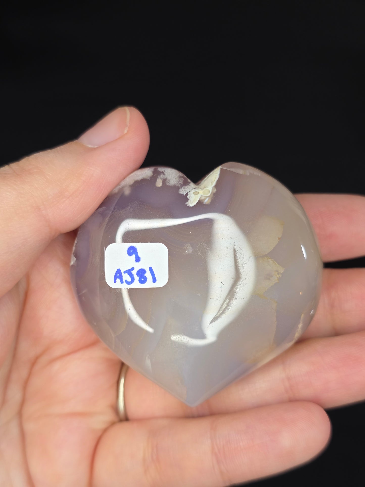 Flower Agate Heart Carving