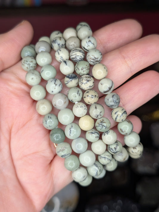 Dendritic Jasper 8mm Bead Bracelet