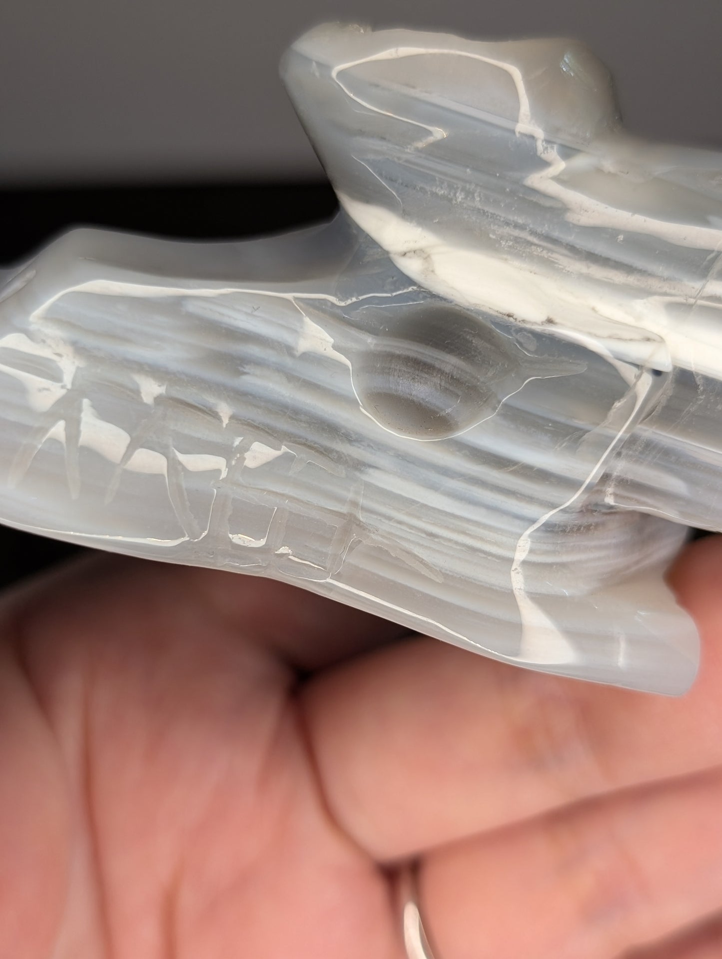 Banded Druzy Agate Dragon Head Carving