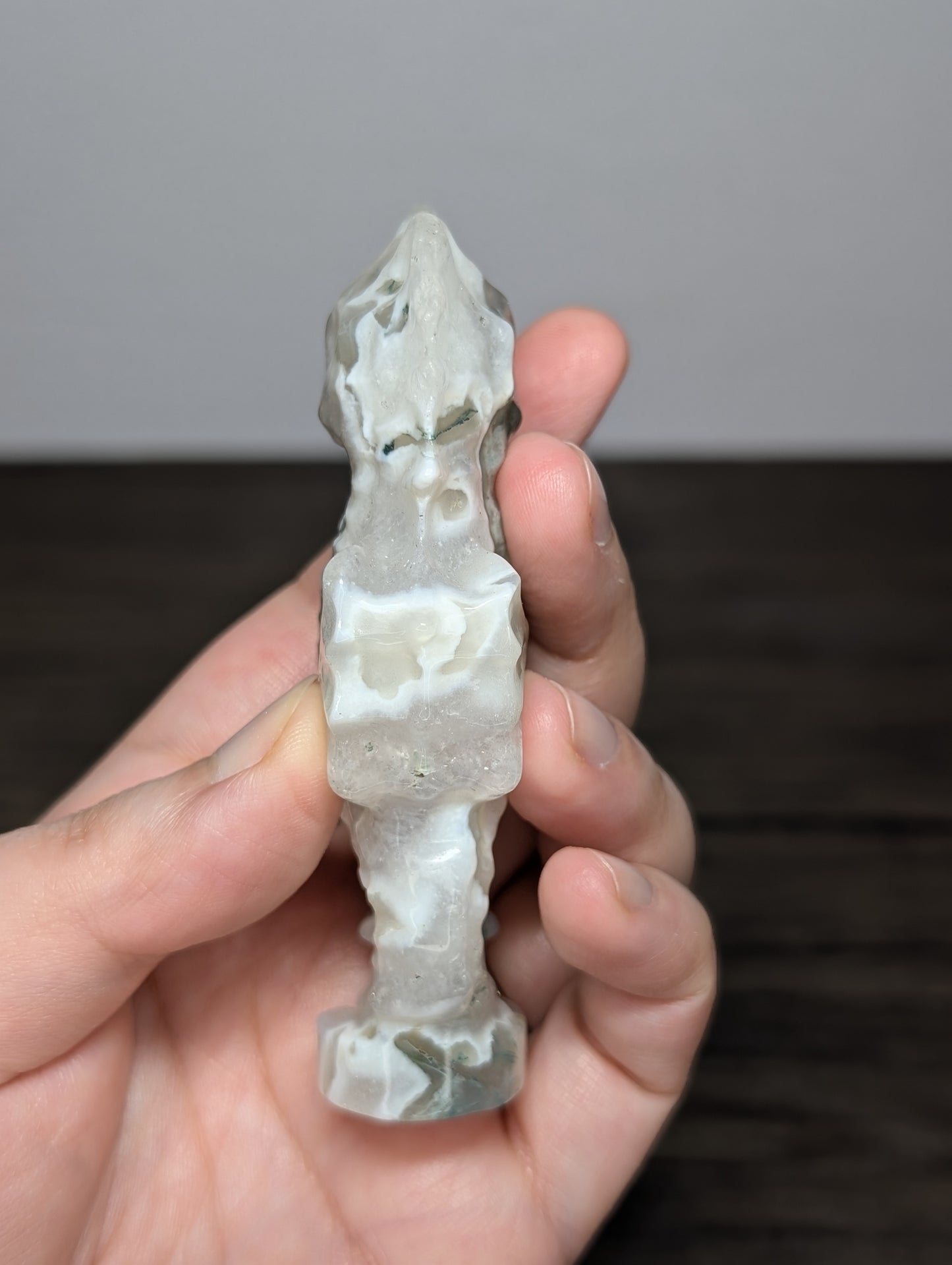 Moss Agate Seahorse Carving