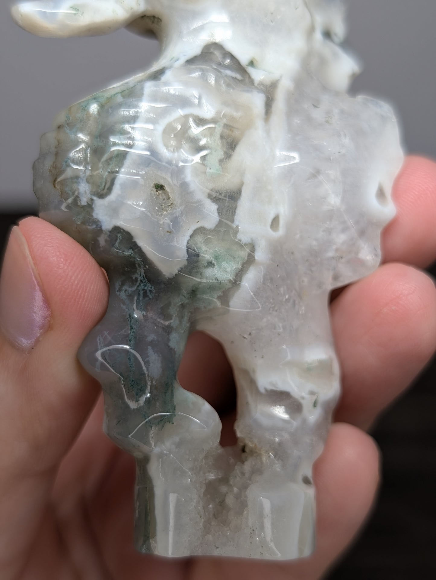 Moss Agate Seahorse Carving