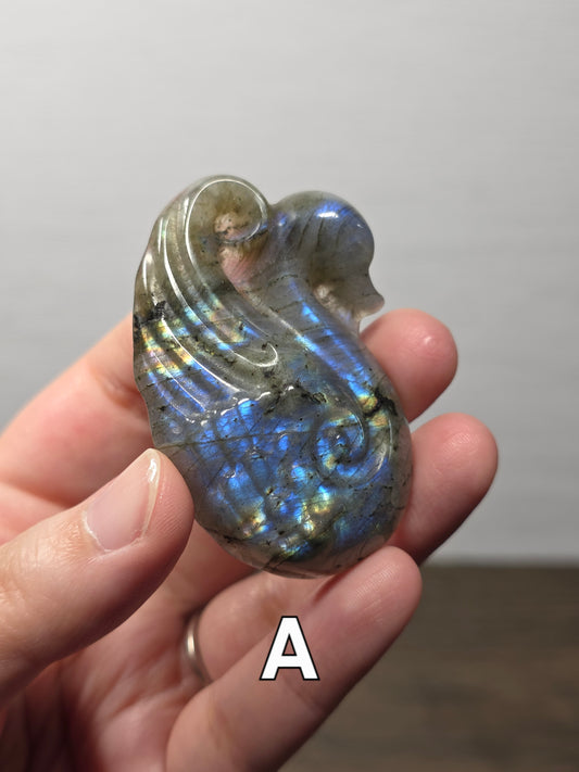 Flatback Labradorite Swan Carving