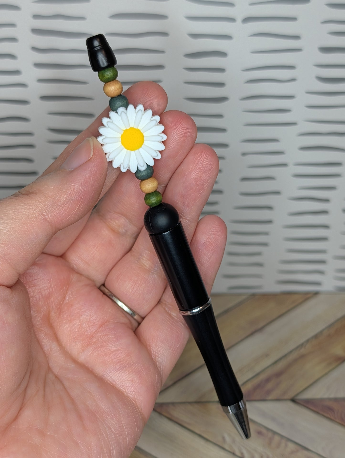 Blue & Green Daisy Beaded Pen