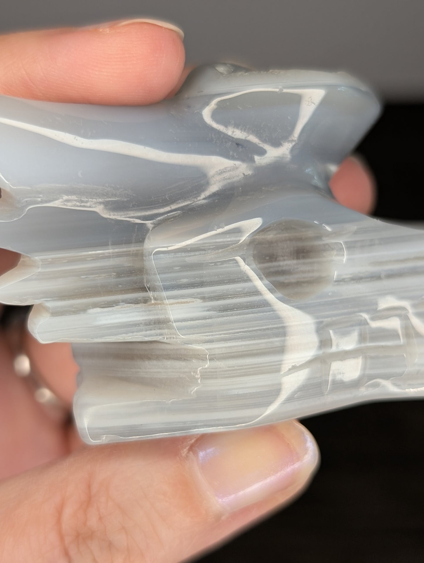 Banded Druzy Agate Dragon Head Carving