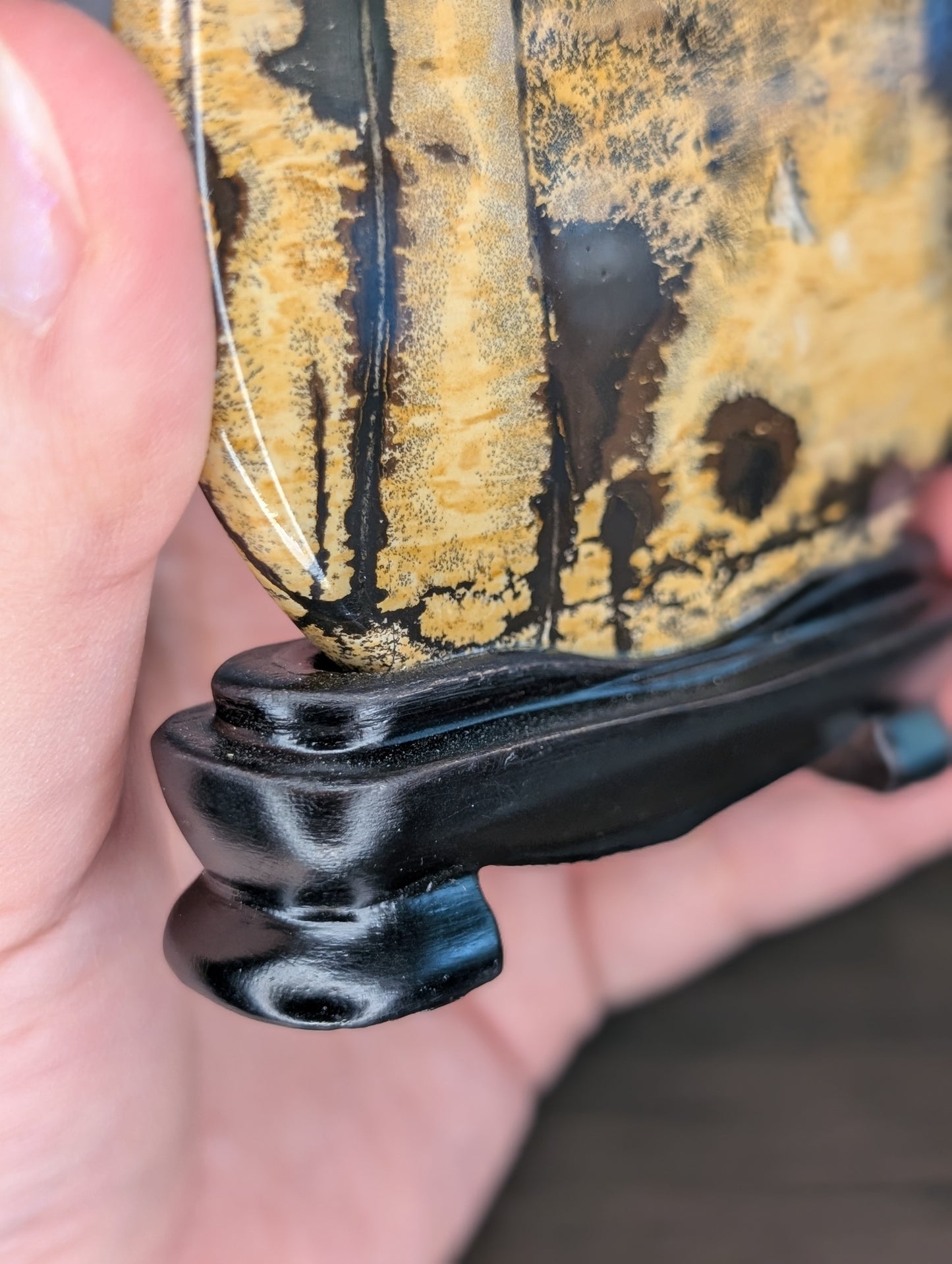 Picture Jasper Slab with Wooden Base