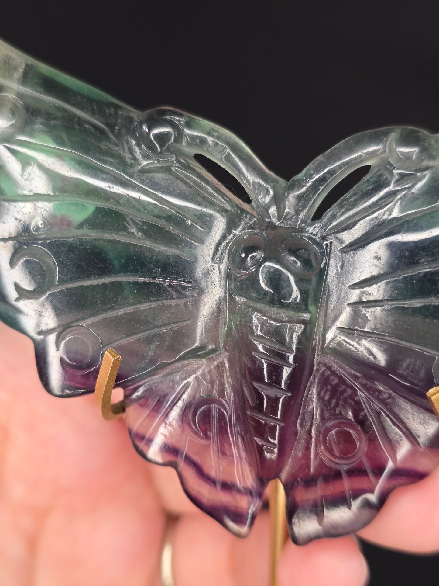 Candy Fluorite Butterfly Carving with Stand