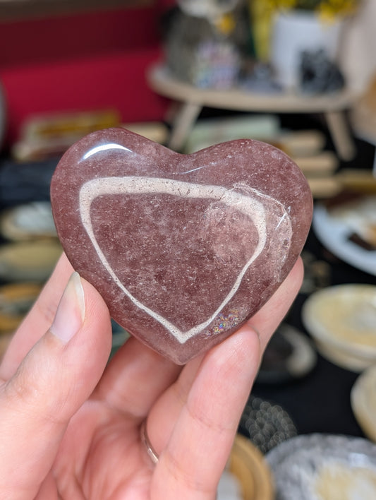 Strawberry Quartz Heart Carving