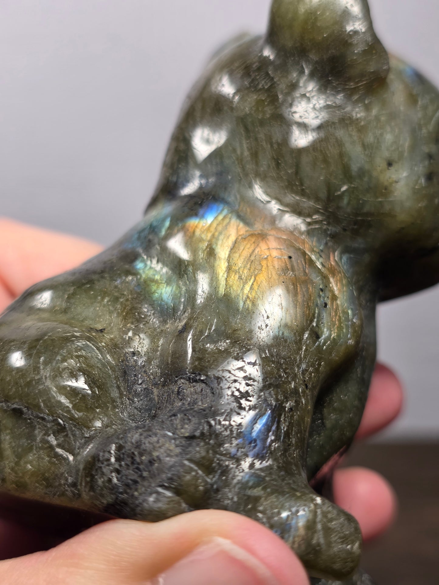 Labradorite Frenchie Carving
