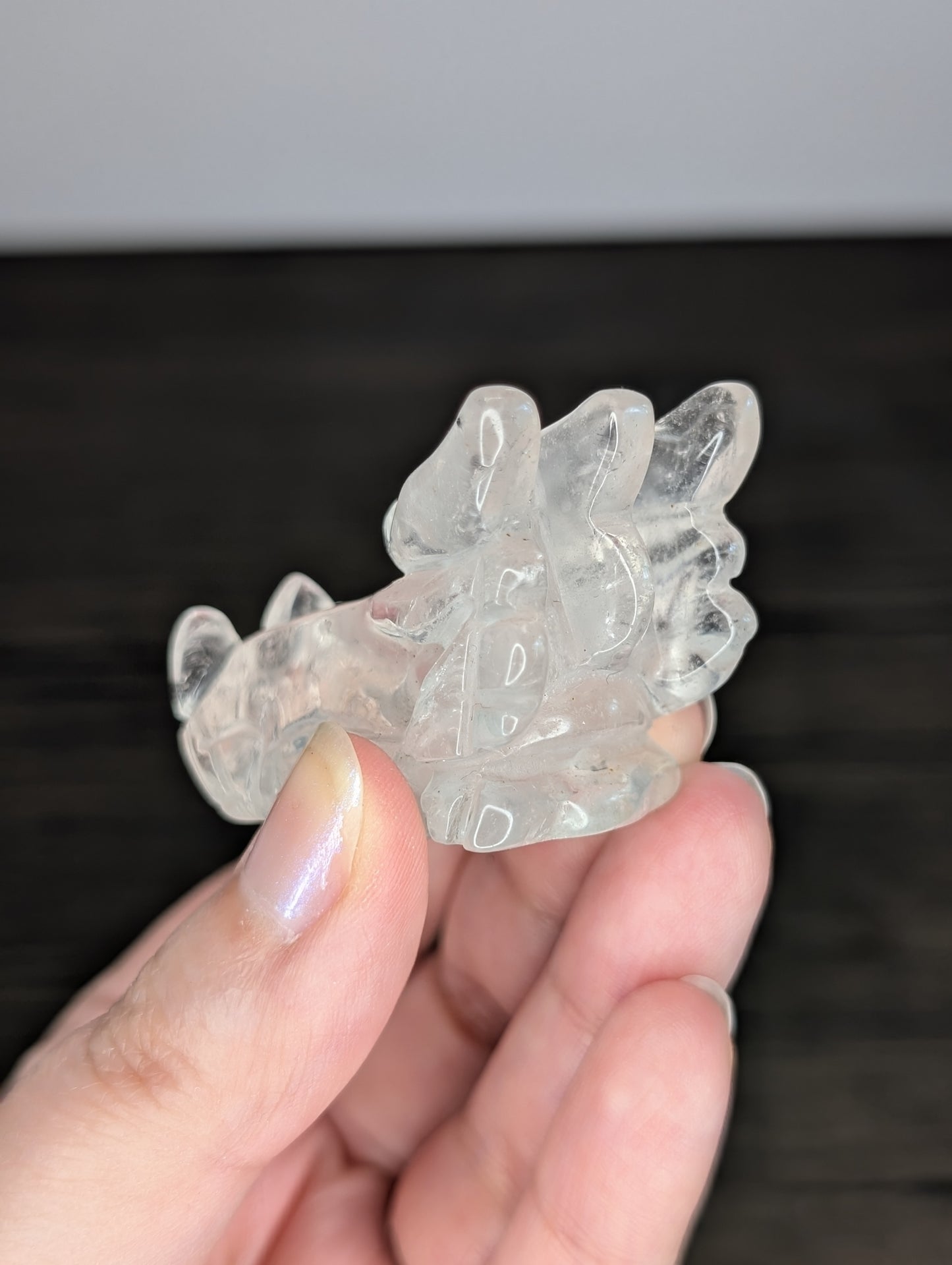 Clear Quartz Dragon Head Carving