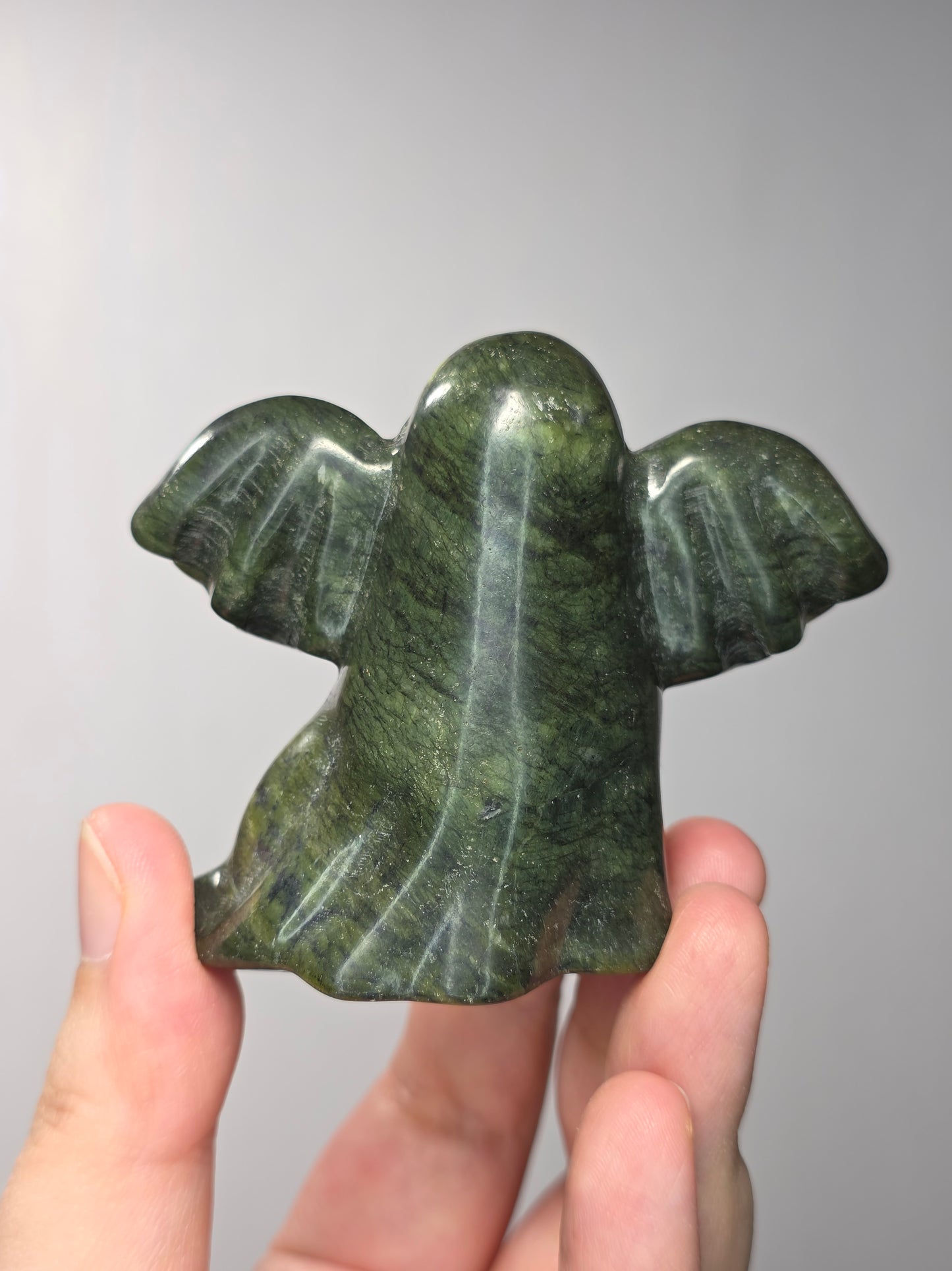 Green Jade Bat Wing Ghost Carving