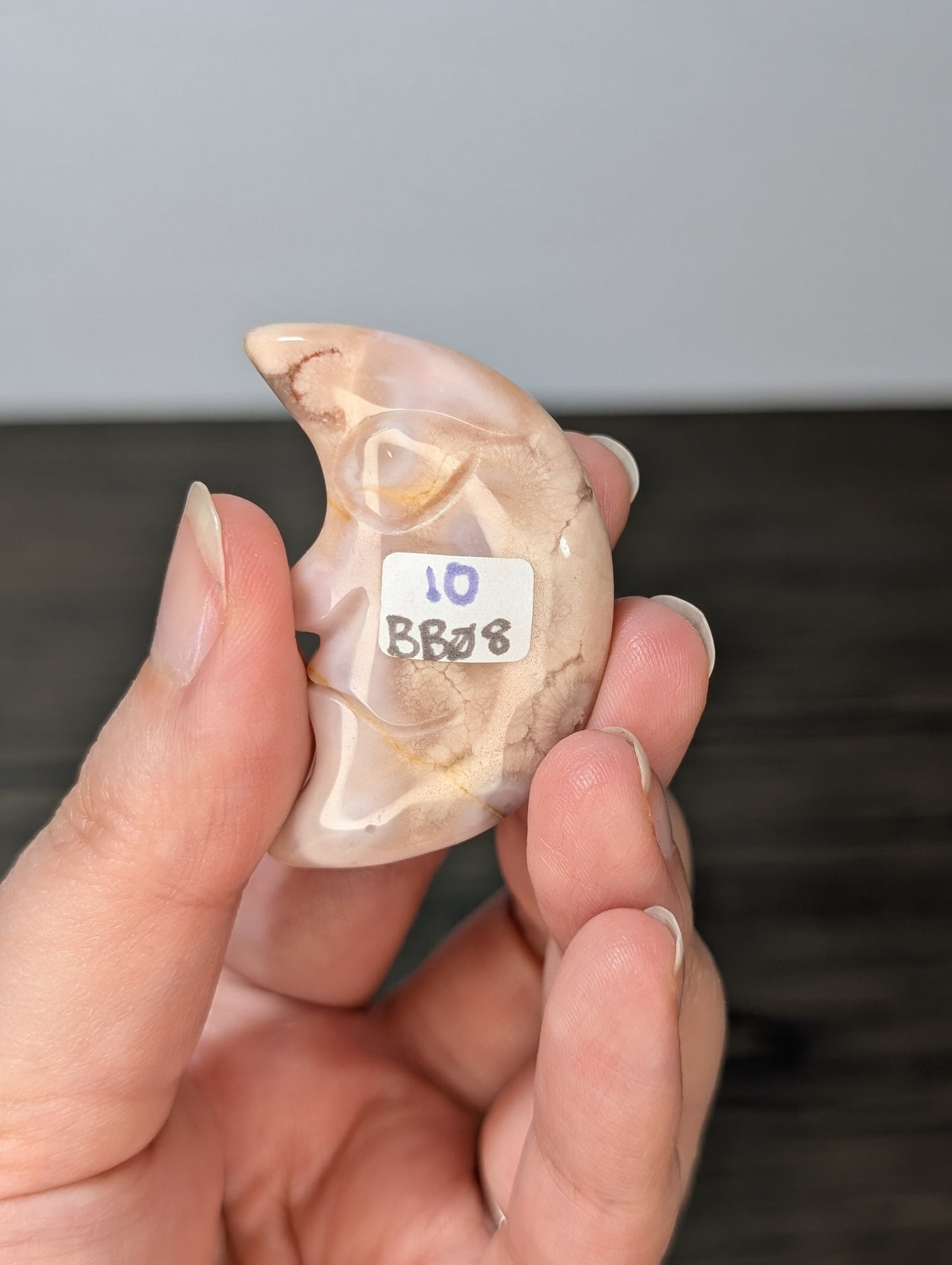 Flower Agate Moon Carving