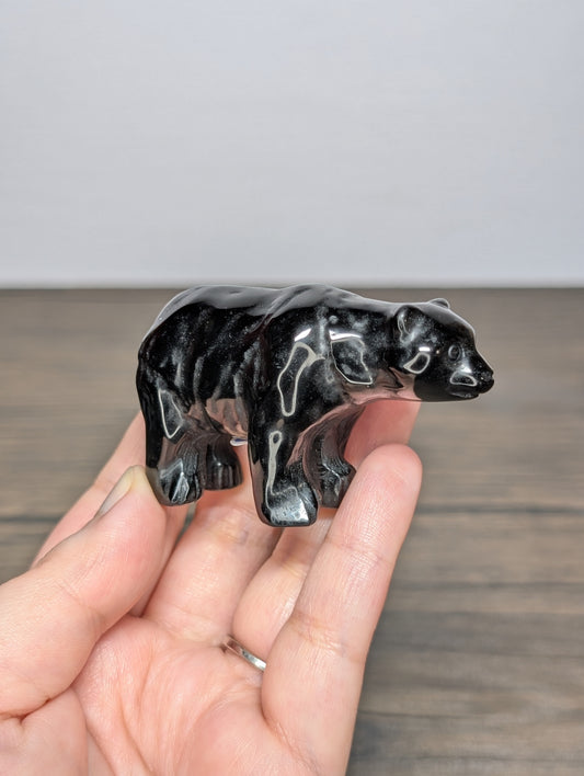 Black Obsidian Bear Carving