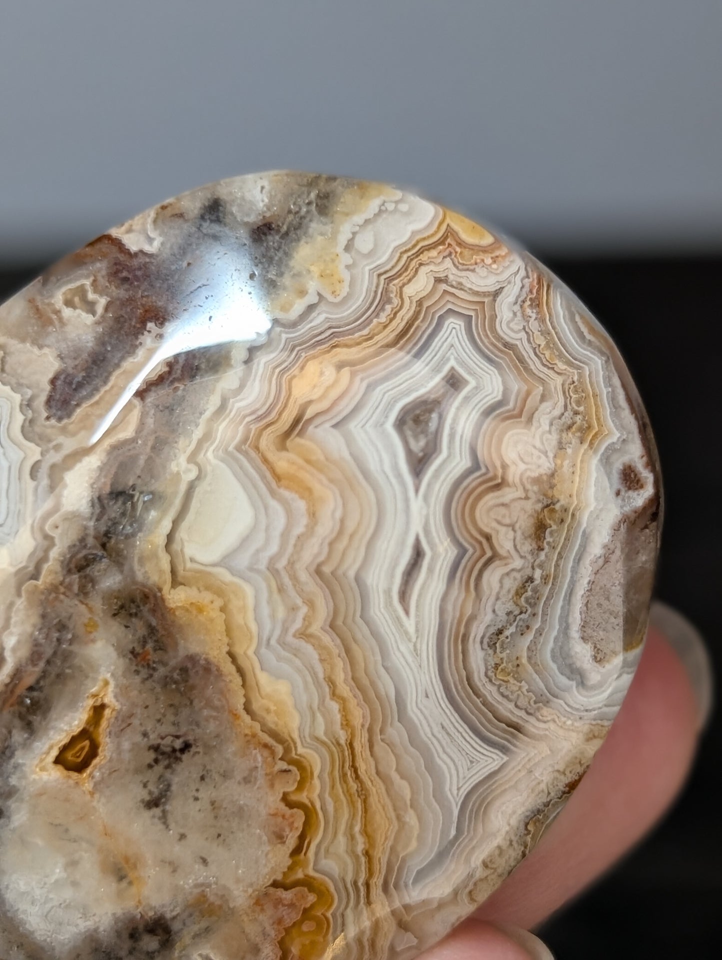 Red Mexican Crazy Lace Agate Palm Stone