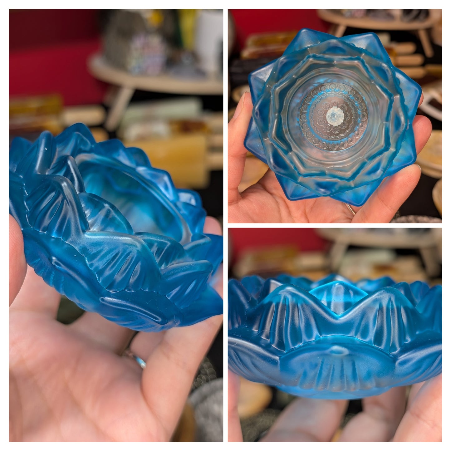 Colored Glass Lotus Tealight Holder or Sphere Holder