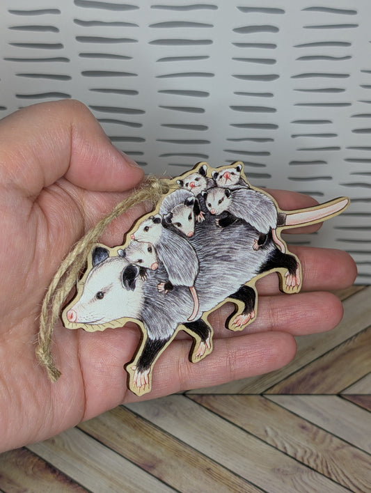 Opossum Mama Wooden Ornament