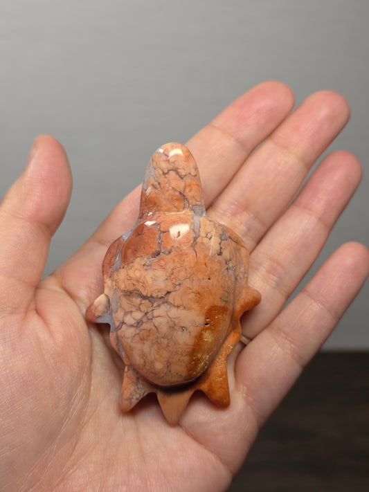 Pink Agate Turtle Carving
