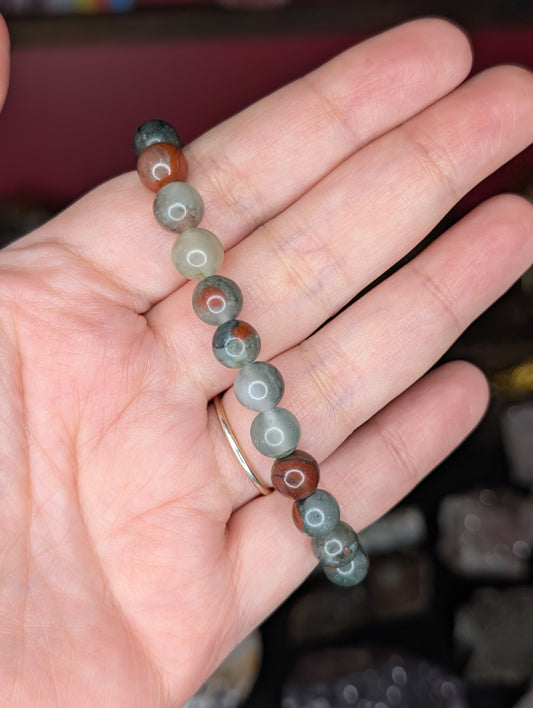 African Bloodstone 8mm Bead Bracelet