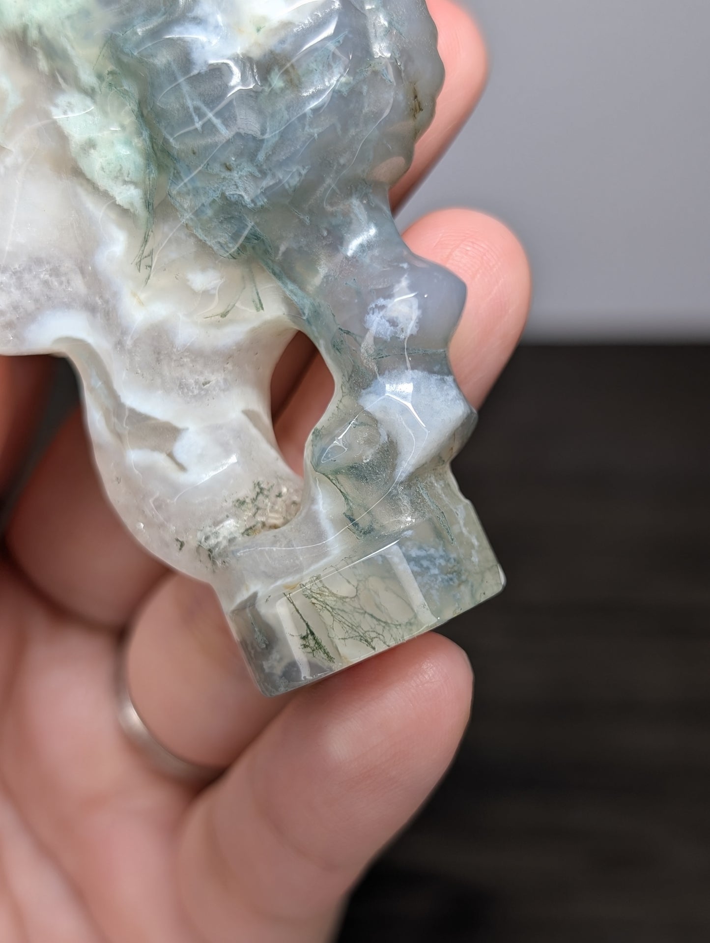 Moss Agate Seahorse Carving