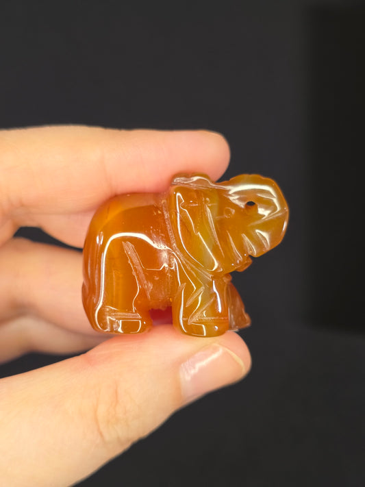 Carnelian Elephant Carving