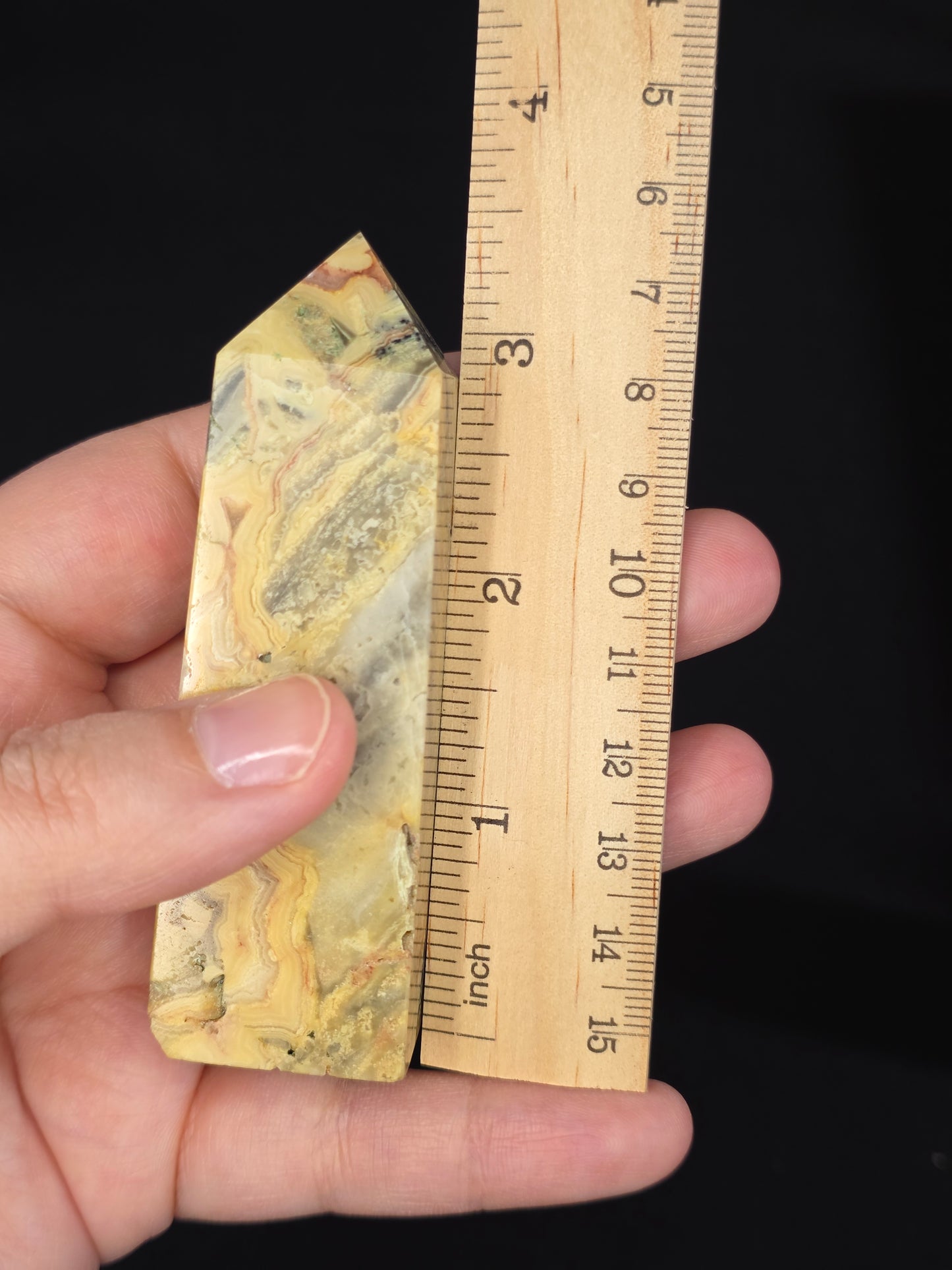 Dendritic Yellow Crazy Lace Agate Tower