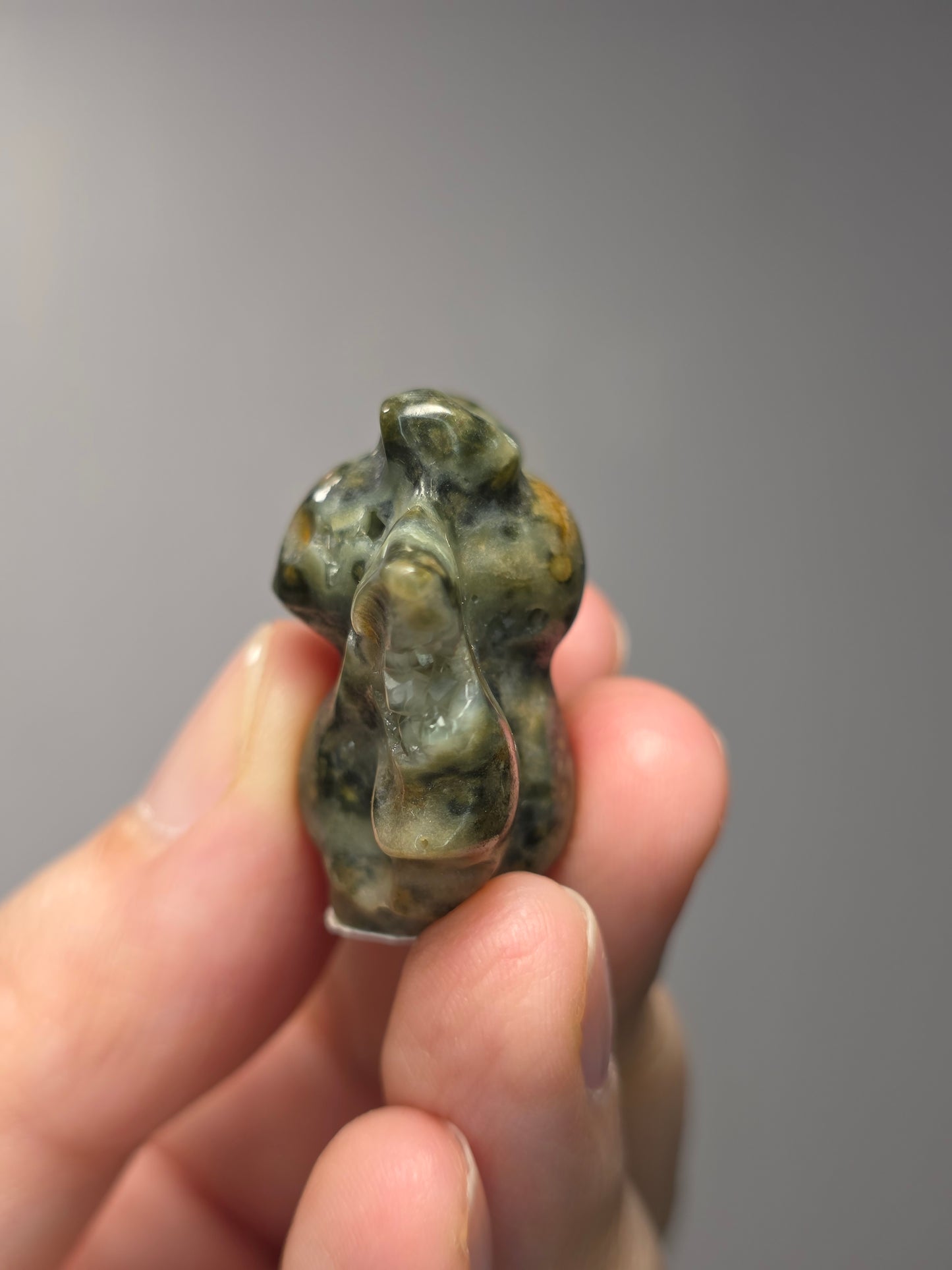 Druzy Sea Jasper Bat Carving