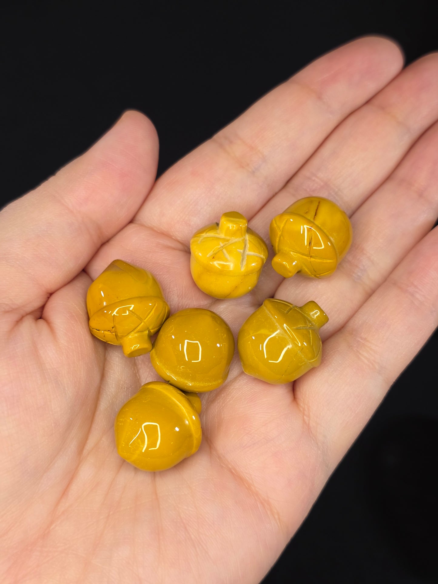 Mini Yellow Mookaite Acorn Carving