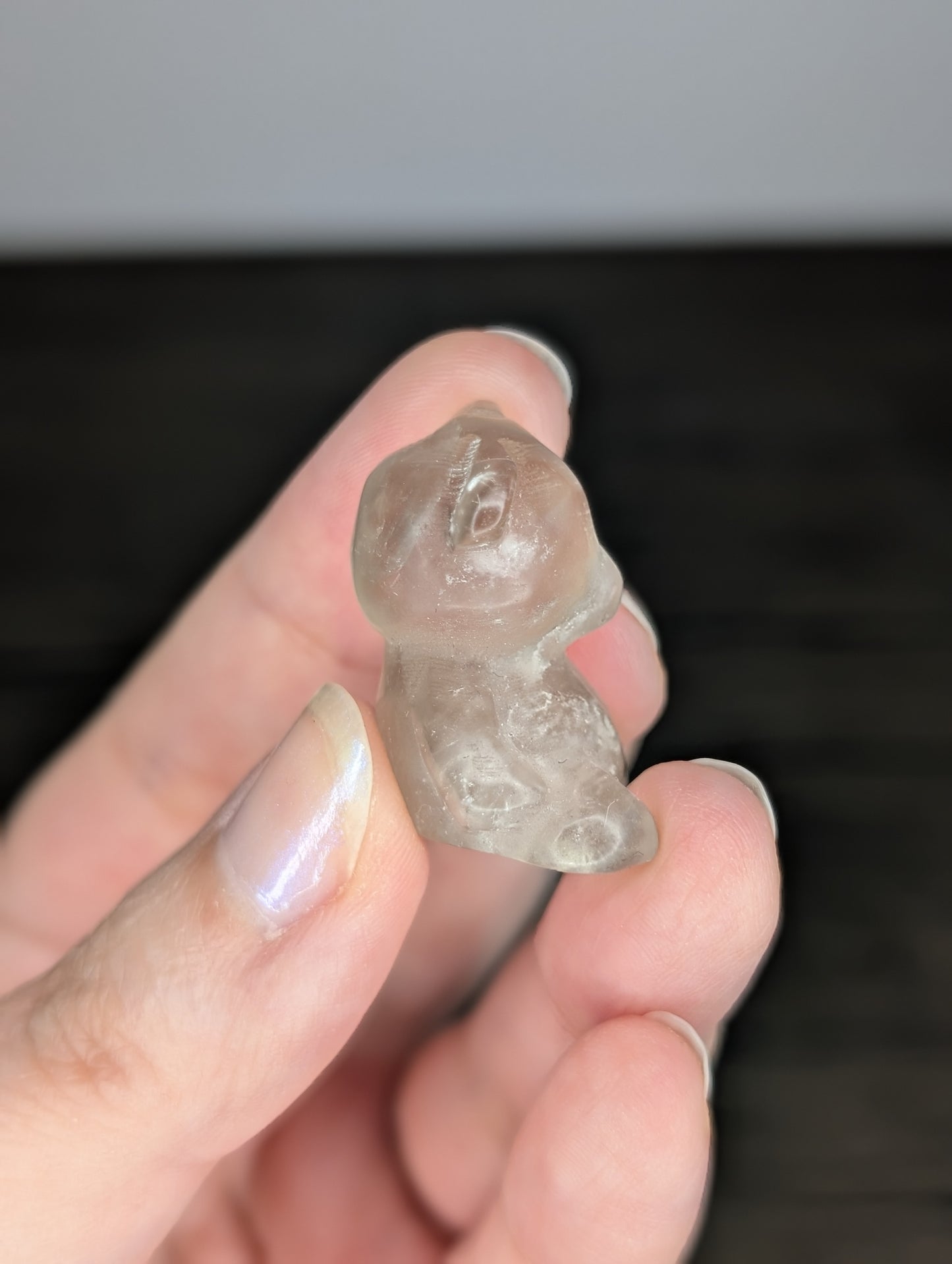 Mini Smoky Quartz Teddy Bear Carving