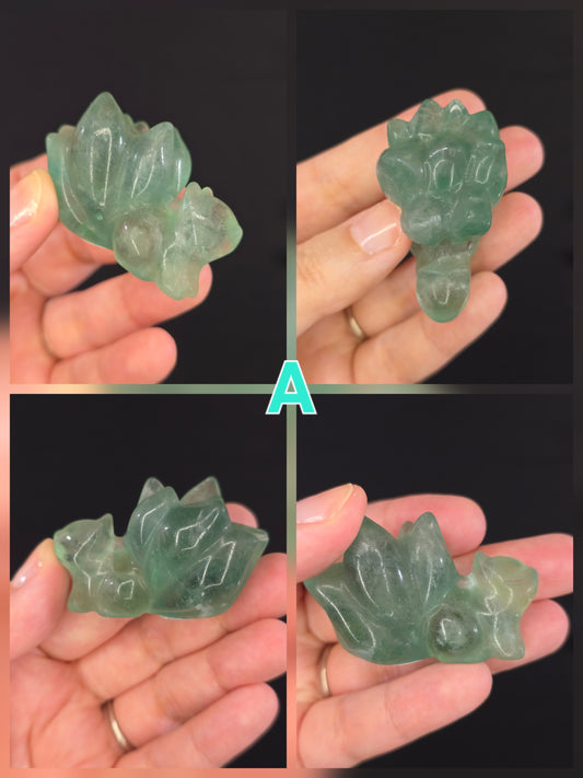 Fluorite Nine Tail Fox Carving