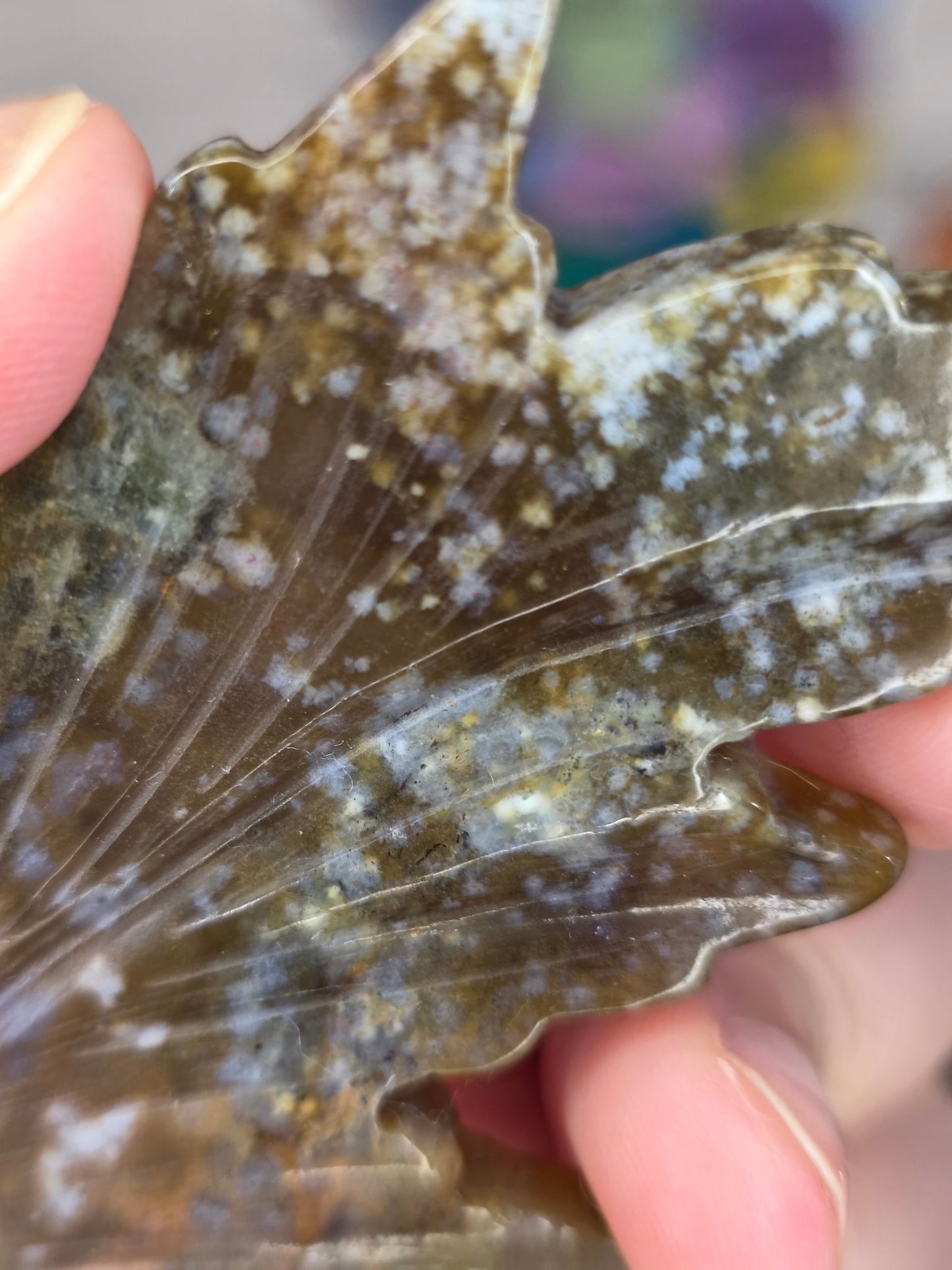 Sea Jasper Leaf Carving