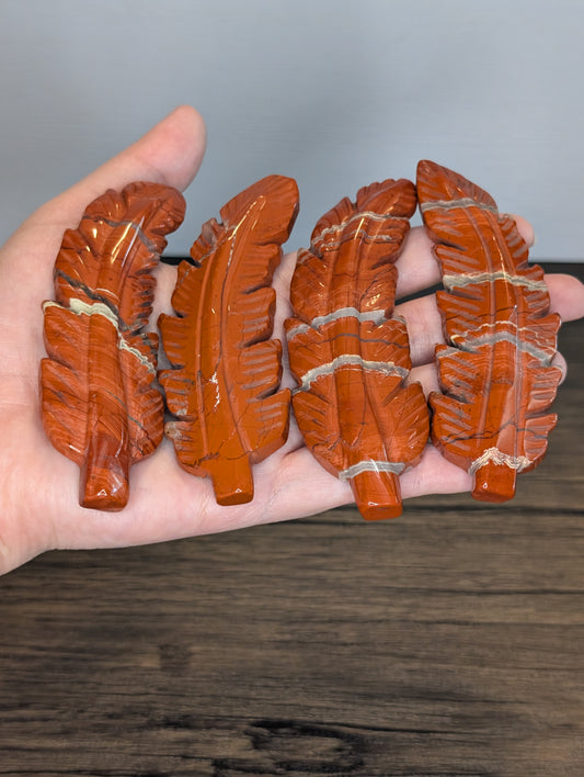 Red Jasper Feather Carving