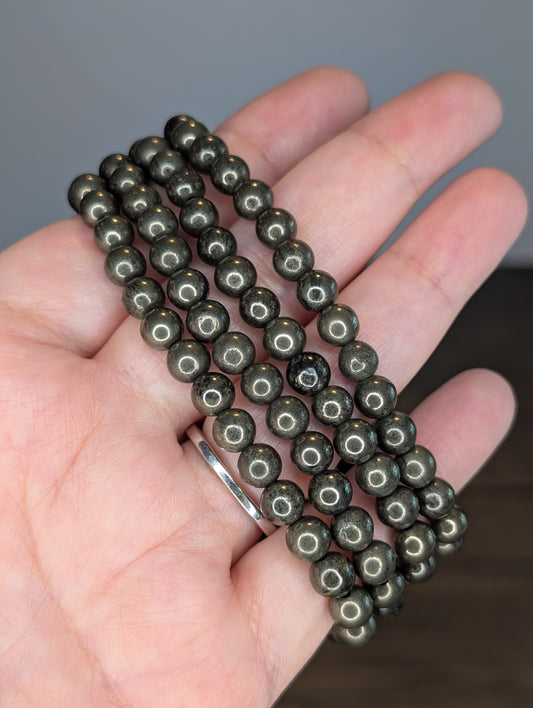 6mm Pyrite Bead Bracelet